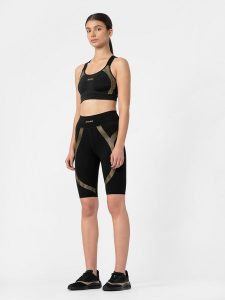 4F Legginsy kolarki treningowe kompresyjne 4FPRO damskie XS. Czarne legginsy 4f, bez wzorów, z materiału, z podwyższonym stanem. Za 279,99 zł.