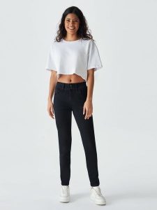 LTB Dżinsy "Molly Super High" - Slim fit - w kolorze czarnym rozmiar: W25/L32. Czarne jeansy LTB, z aplikacjami, z podwyższonym stanem. Za 74,63 zł.