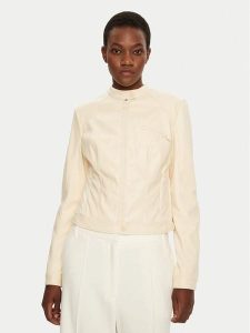 Guess Kurtka z imitacji skóry W4YL04 WE480 Kremowy Regular Fit. Białe kurtki Guess, s, z aplikacjami, ze skóry, bez kaptura. Za 512,99 zł.