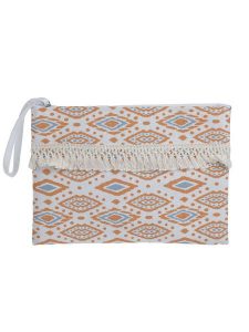 BLE Kopertówka w kolorze biało-pomarańczowym - 28 x 20 x 1 cm rozmiar: onesize. Białe torebki wieczorowe BLE, bez wzorów, z materiału, bez dodatków. Za 12,95 zł.