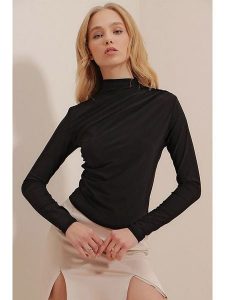 Trendyol Bluzka w kolorze czarnym rozmiar: XL. Czarne bluzki Trendyol, xl, bez wzorów, z bawełny, bez kołnierzyka, bez ramiączek. Za 65,85 zł.