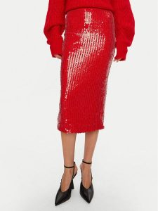 ROTATE Spódnica ołówkowa Tasha 1131483017 Czerwony Slim Fit. Czerwone spódnice Rotate, bez wzorów, z syntetyku. Za 449,99 zł.