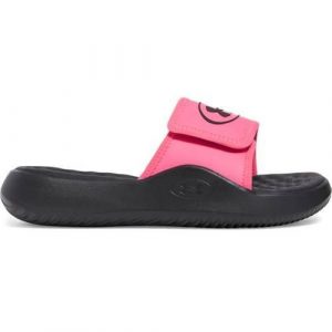 Klapki damskie Under Armour Ignite Pro 8. Czerwone klapki Under Armour, bez wzorów, z materiału, bez obcasa. Za 261,00 zł.