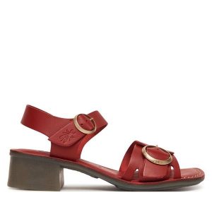 Sandały Fly London. Czerwone sandały Fly London, bez wzorów, bez obcasa, na słupku, bez zapięcia. Za 505,99 zł.