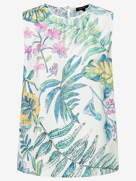 More & More Bluzka w kolorze niebiesko-białym rozmiar: 40. Białe bluzki More & More, s, bez wzorów, z wiskozy, klasyczne, bez kołnierzyka, bez ramiączek. Za 96,14 zł.