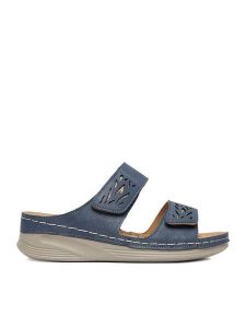 Go Soft Klapki CEO-WYL05010-11 Niebieski. Niebieskie klapki Go Soft, bez wzorów, ze skóry, bez obcasa. Za 89,99 zł.