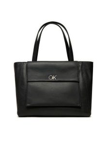 Calvin Klein Torebka Ck Medium Shopper K60K612811 Czarny. Czarne shopper bag Calvin Klein, bez wzorów, ze skóry, bez dodatków. Za 399,99 zł.