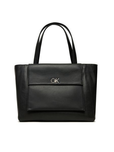Calvin Klein Torebka Ck Medium Shopper K60K612811 Czarny. Czarne shopper bag Calvin Klein, bez wzorów, ze skóry, bez dodatków. Za 399,99 zł.