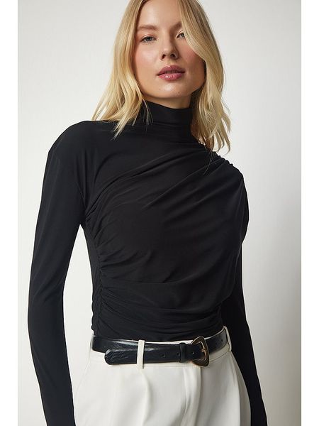 Happiness Istanbul Koszulka w kolorze czarnym rozmiar: 36. Czarne bluzki Happiness Istanbul, bez wzorów, bez kołnierzyka, bez ramiączek. Za 56,66 zł.