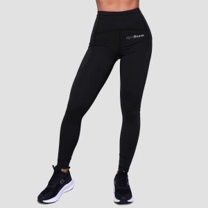 Legginsy damskie do biegania czarne Pulse. Czarne legginsy GYMBEAM, bez wzorów, z elastanu. Za 112,90 zł.