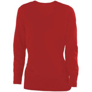 Sweter damski Kariban Col V. Czerwone swetry klasyczne KARIBAN, na zimę, bez kołnierzyka. Za 185,00 zł.