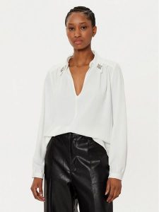 Rinascimento Bluzka CFC0121729003 Biały Regular Fit. Białe bluzki Rinascimento, xs, bez wzorów, z syntetyku, bez kołnierzyka, bez ramiączek. Za 379,99 zł.