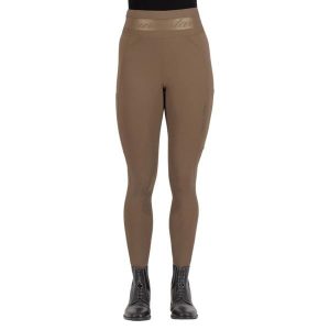 Damskie legginsy jeździeckie z pełną przyczepnością Euro-Star Ares. Brązowe legginsy EURO-STAR, z aplikacjami, z materiału, długie. Za 342,50 zł.