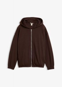 Bluza rozpinana z kapturem z mieszanki bawełny organicznej. Szare bluzy bonprix, bez wzorów, z bawełny, z kapturem. Za 129,99 zł.