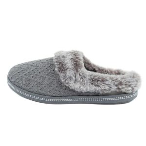 Kapcie damskie ocieplane Skechers 167225/GR szare. Szare kapcie bez wzorów, z gumy. Za 283,73 zł.