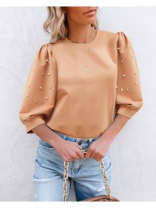 Milan Kiss Bluza w kolorze jasnobrązowym rozmiar: M. Brązowe bluzy Milan Kiss, m, bez wzorów, bez kaptura. Za 109,52 zł.