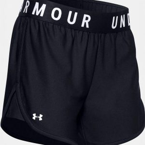 Spodenki treningowe damskie Under Armour Play Up 5 In. Czarne szorty Under Armour, bez wzorów, sportowe. Za 73,99 zł.