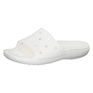 Klapki damskie Crocs Classic Slide. Białe klapki Crocs, bez wzorów, z materiału, bez obcasa. Za 126,45 zł.