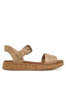 Skechers Sandały Bobs Sun Vibe 114423/NAT Beżowy. Brązowe sandały Skechers, bez wzorów, ze skóry, bez obcasa, na płaskiej podeszwie, bez zapięcia. Za 289,99 zł.
