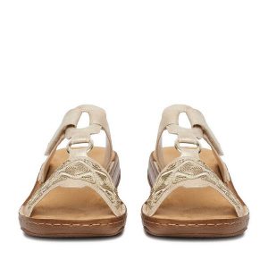 Klapki Rieker. Żółte klapki Rieker, bez wzorów, bez obcasa. Za 289,99 zł.