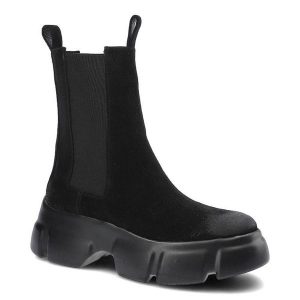 Czarne Botki Carinii Damskie Modne Obuwie Jesienne. Czarne botki Carinii, na jesień, bez wzorów, z dresówki, bez obcasa, bez zapięcia. Za 339,00 zł.
