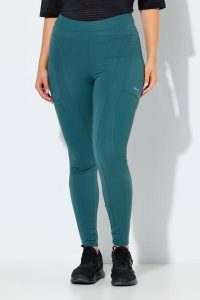 Damskie Legginsy sportowe dżersej termiczny wysoki stan z recyklingu. Niebieskie legginsy Ulla Popken, bez wzorów, z dżerseju, z podwyższonym stanem. Za 239,99 zł.