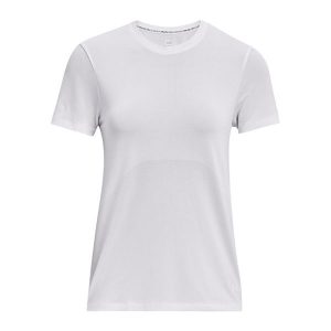T-shirt do biegania damski Under Armour Seamless Stride. Białe t-shirty Under Armour, xs, bez wzorów, bez kołnierzyka, bez ramiączek. W wyprzedaży za 148,90 zł.