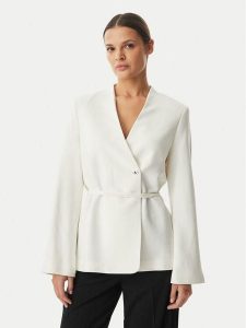Calvin Klein Marynarka LV044F408G Kremowy Regular Fit. Białe marynarki i żakiety Calvin Klein, m, bez wzorów, z wiskozy. Za 486,99 zł.