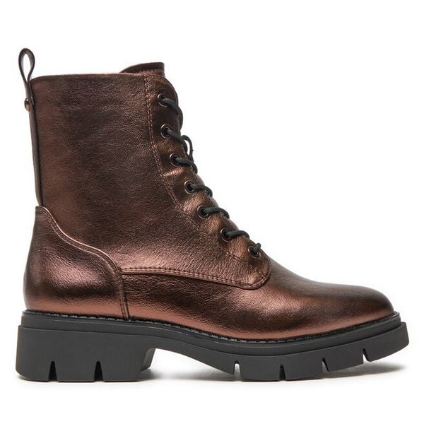 Trzewiki Tamaris. Brązowe botki Tamaris, bez wzorów, bez obcasa, na płaskiej podeszwie, bez zapięcia. Za 219,99 zł.