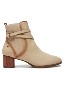 Pikolinos Botki W1Z-8841 Beżowy. Brązowe botki Pikolinos, bez wzorów, ze skóry, bez obcasa, na słupku, bez zapięcia. Za 529,99 zł.