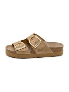 Billowy Skórzane klapki w kolorze beżowym rozmiar: 38. Brązowe klapki Billowy, bez wzorów, z otwartym noskiem, bez obcasa. Za 195,99 zł.