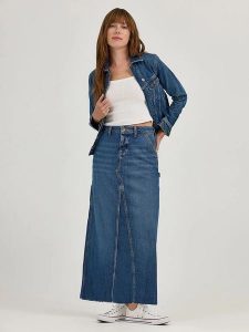 Lee Spódnica dżinsowa w kolorze niebieskim rozmiar: W28. Niebieskie spódnice Lee, bez wzorów, maxi. Za 226,24 zł.