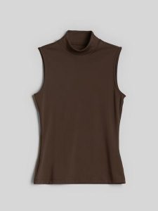 4F Top slim gładki damski - brązowy XS. Brązowe topy 4f, m, bez wzorów, z dzianiny, klasyczne, bez kołnierzyka, bez ramiączek. Za 69,99 zł.