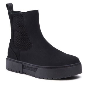 Sztyblety Jenny Fairy. Czarne botki Jenny Fairy, bez wzorów, bez obcasa, na płaskiej podeszwie, bez zapięcia. Za 135,99 zł.