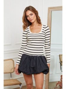 Joséfine Sukienka "Colemara" w kolorze kremowo-czarnym rozmiar: L. Brązowe sukienki Joséfine, na co dzień, l, bez wzorów, bez kołnierzyka, bez ramiączek, mini, proste. Za 152,99 zł.