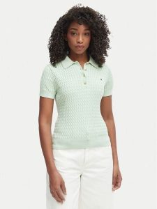 Tommy Hilfiger Sweter WW0WW41474 Zielony Regular Fit. Zielone swetry klasyczne TOMMY HILFIGER, xs, z bawełny, bez kołnierzyka. Za 529,99 zł.