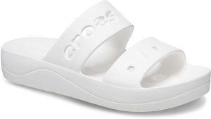 Klapki Dla Dorosłych Crocs Baya Platform. Brązowe klapki Crocs, bez wzorów, z materiału, bez obcasa. Za 139,99 zł.