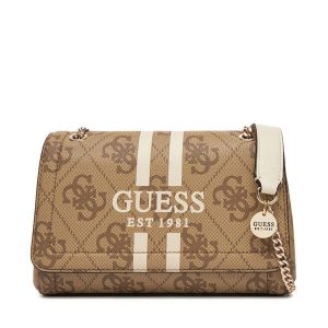 Torebka Guess. Brązowe torebki klasyczne Guess, z aplikacjami, bez dodatków. Za 399,99 zł.