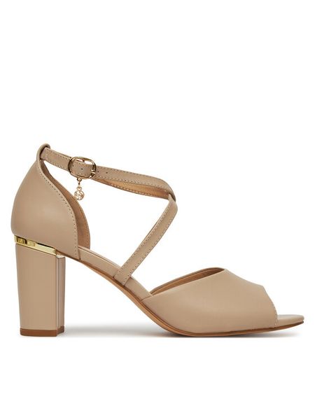 Lasocki Sandały WYL3267-7Z Beżowy. Brązowe sandały Lasocki, bez wzorów, ze skóry, bez obcasa, na słupku, bez zapięcia. Za 199,99 zł.