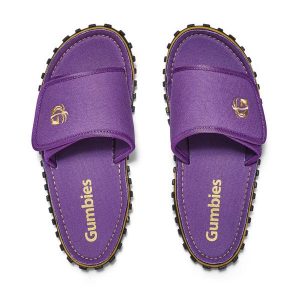 Klapki damskie GUMBIES STRIDER SLIDE WOMEN. Fioletowe klapki Gumbies, bez wzorów, bez obcasa. Za 89,99 zł.