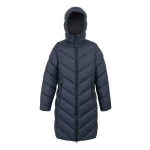 Kurtka puchowa z kapturem dla kobiet Regatta Andia II. Niebieskie kurtki Regatta, bez wzorów, z puchu, z kapturem. Za 229,99 zł.