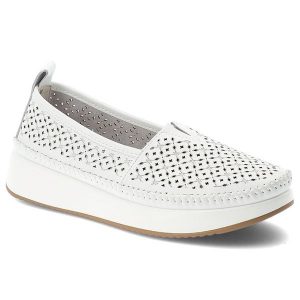 Półbuty damskie Filippo, cholewka ze skóry naturalnej licowej wsuwany fason zabudowany przód, białe, DP4555/26. Białe półbuty Filippo, bez wzorów, ze skóry, bez obcasa, bez zapięcia. Za 179,00 zł.