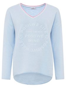 Zwillingsherz Bluza "Positive Mind" w kolorze błękitnym rozmiar: S/M. Niebieskie bluzy Zwillingsherz, m, bez wzorów, bez kaptura. Za 142,45 zł.