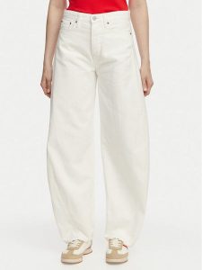 Tommy Jeans Jeansy DW0DW22662 Biały Barrel Fit. Białe jeansy Tommy Jeans, bez wzorów, z bawełny. Za 489,99 zł.