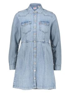 Levi's Sukienka dżinsowa w kolorze błękitnym rozmiar: XS. Niebieskie sukienki Levi's®, s, bez wzorów, bez kołnierzyka, bez ramiączek, mini. Za 136,13 zł.