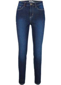 Dżinsy Skinny Mid Waist ze stretchem. Niebieskie jeansy bonprix, bez wzorów, z jeansu. Za 94,99 zł.