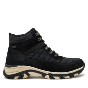 Trapery Caprice. Czarne buty zimowe Caprice, bez obcasa, bez zapięcia. Za 519,99 zł.