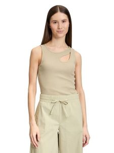 CARTOON Top w kolorze beżowym rozmiar: 42. Brązowe topy Cartoon, bez wzorów, bez kołnierzyka, bez ramiączek. Za 43,99 zł.