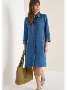 Cecil Sukienka dżinsowa w kolorze niebieskim rozmiar: M. Niebieskie sukienki Cecil, m, bez wzorów, z lyocellu, bez kołnierzyka, bez ramiączek, midi. Za 175,67 zł.