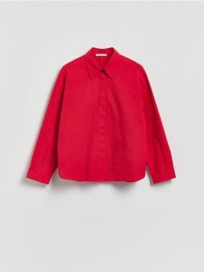 Bawełniana koszula - fioletowy. Fioletowe koszule Reserved, l, bez wzorów, z bawełny, bez kołnierzyka, bez ramiączek. Za 129,99 zł.